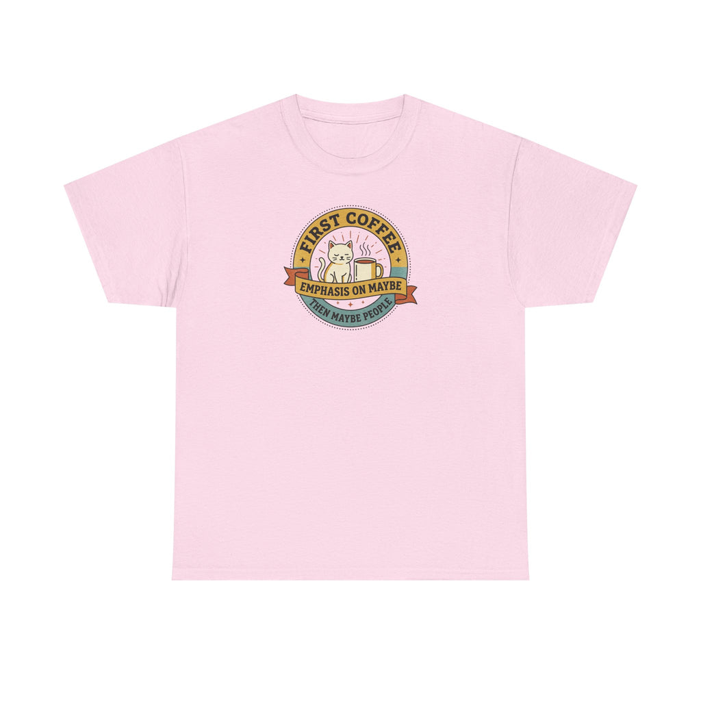 First Coffee T-Shirt | Funny Cat Coffee Lover Graphic Tee | Caffeine Before People Shirt | Morning Person Gift