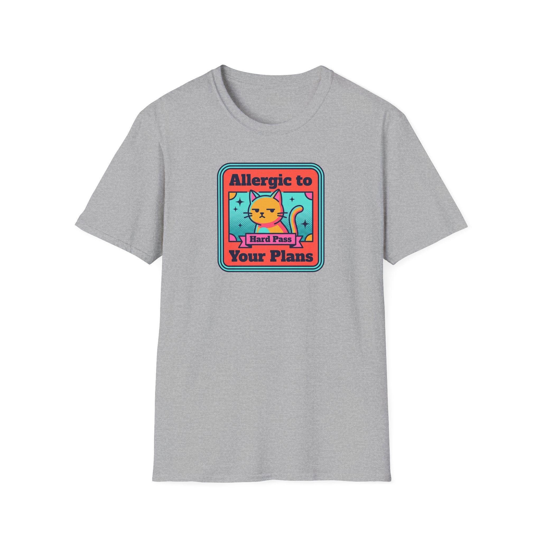 Allergic to Your Plans Cat T-Shirt | Funny Antisocial Introvert Cat Lover Graphic Tee