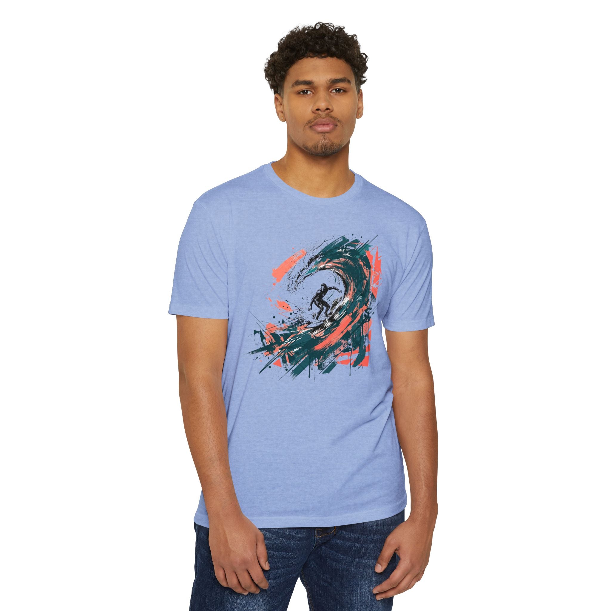 Surfer T-Shirt Wave Paintbrush Art Abstract Ocean Surf Graphic Tee Surfer Gift Beach Lover Unisex