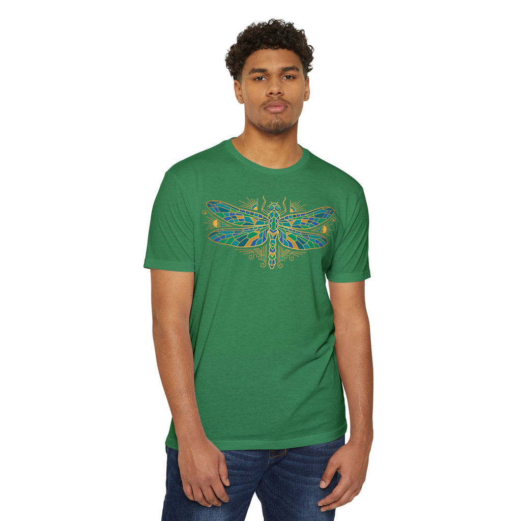 Dragonfly T-Shirt Green Mosaic Nature Insect Illustration Graphic Tee Dragonfly Lover Gift Unisex