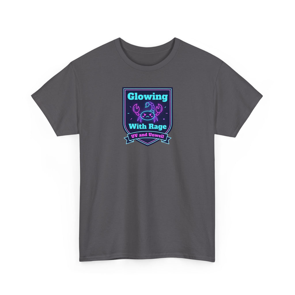 Glowing With Rage tee | Neon Skull Shield design