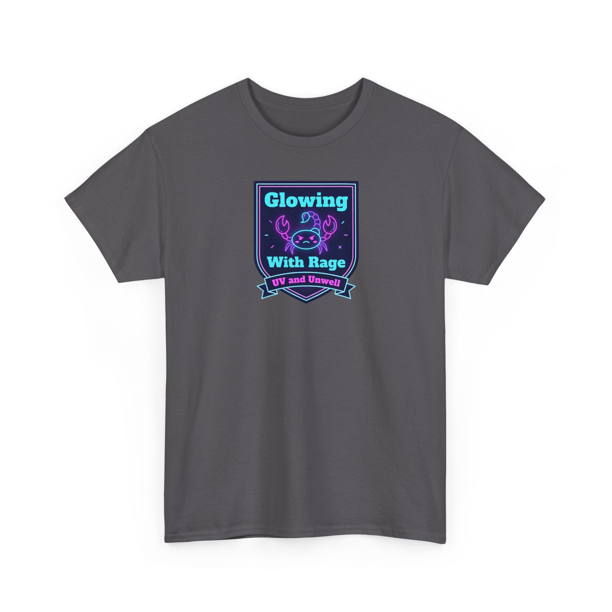 Glowing With Rage tee | Neon Skull Shield design