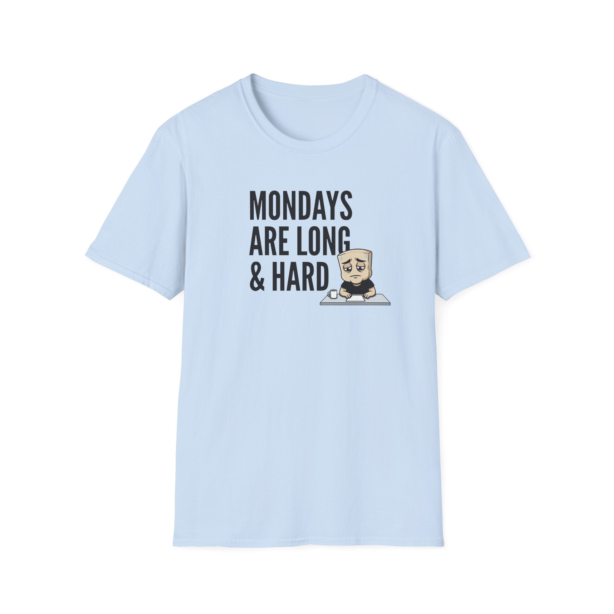 Mondays Are Long & Hard T-Shirt, Funny Coffee Lover Tee, Sarcastic Monday Mood Gift Shirt, Caffeine Humor Tee Men Women