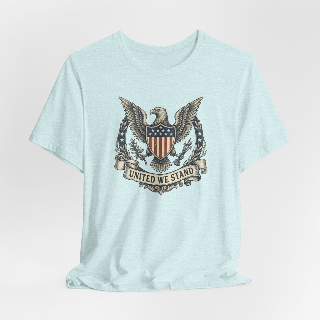 American Eagle Shield United We Stand T-Shirt | Patriotic USA Flag Crest Graphic Tee