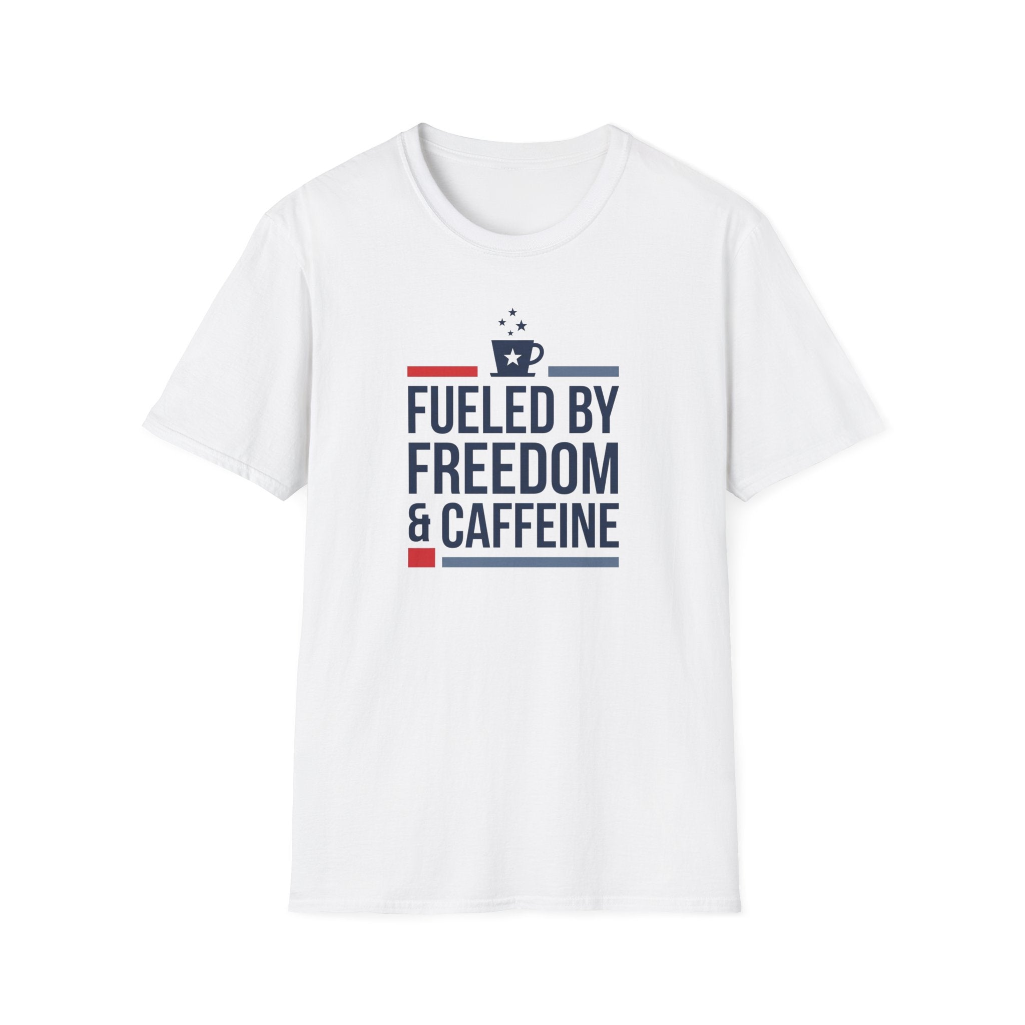 Fueled by Freedom & Caffeine T-Shirt | Patriotic Coffee Lover Tee | 4th of July Gift | Unisex Graphic Tee | American Pride