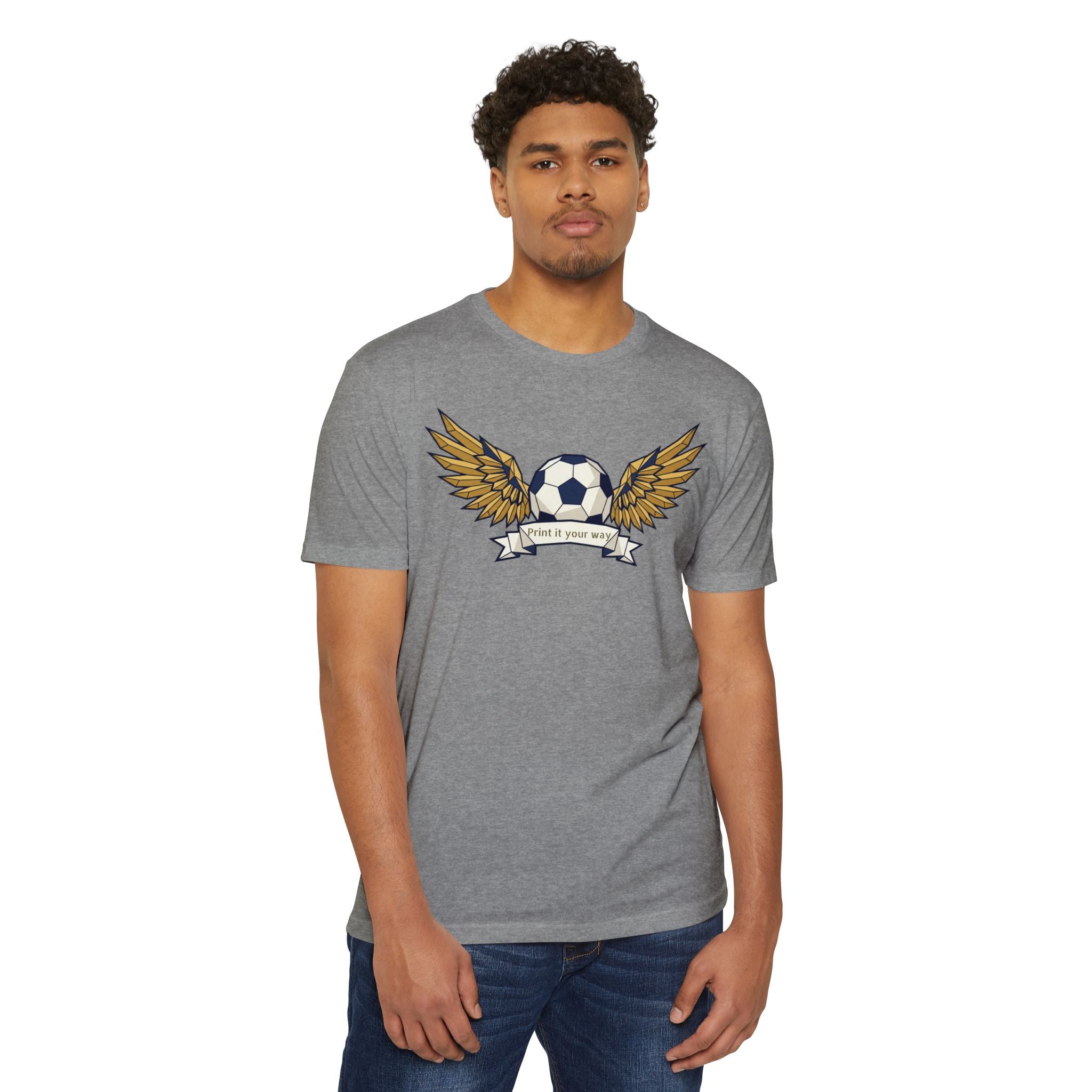 Custom Soccer T-Shirt Personalized Winged Soccer Ball Banner Tee Add Your Name or Team Gift Unisex