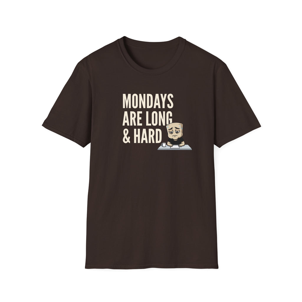 Mondays Are Long & Hard T-Shirt, Funny Coffee Lover Tee, Sarcastic Monday Mood Gift Shirt, Caffeine Humor Tee Men Women