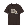 Mondays Are Long & Hard T-Shirt, Funny Coffee Lover Tee, Sarcastic Monday Mood Gift Shirt, Caffeine Humor Tee Men Women