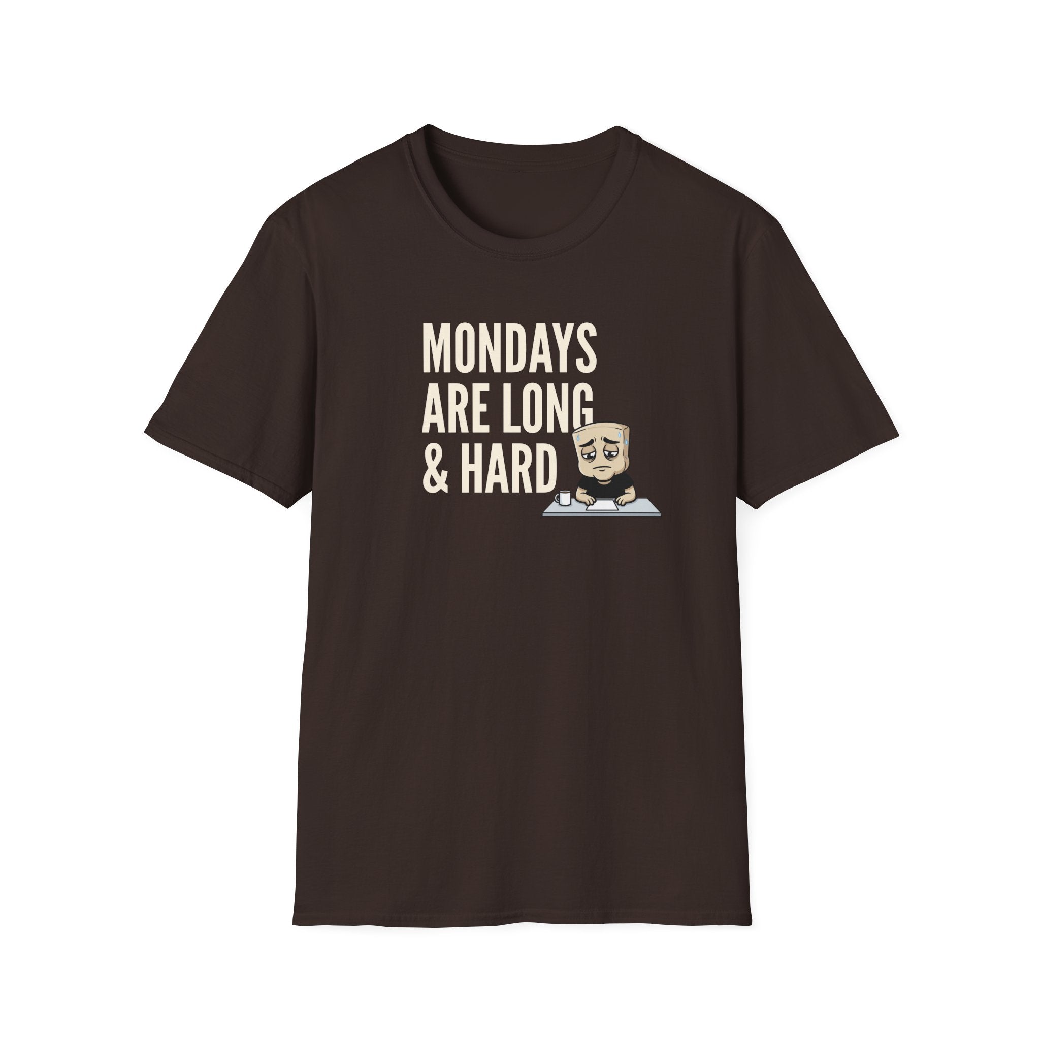 Mondays Are Long & Hard T-Shirt, Funny Coffee Lover Tee, Sarcastic Monday Mood Gift Shirt, Caffeine Humor Tee Men Women