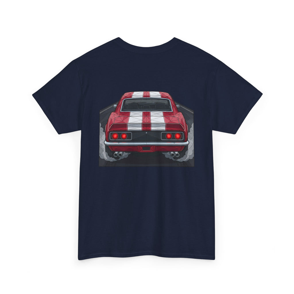 70s Red Muscle Car Tee | Front and Back Vintage Car Illustration