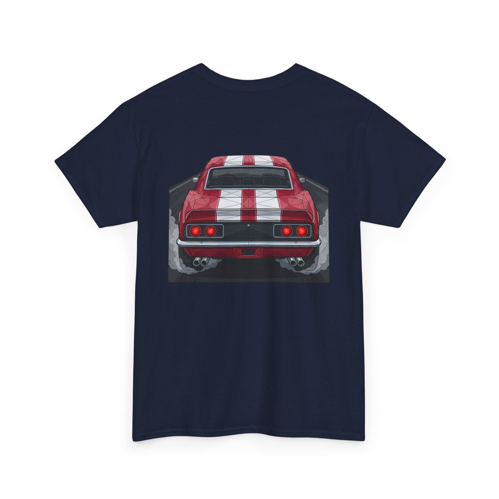 70s Red Muscle Car Tee | Front and Back Vintage Car Illustration