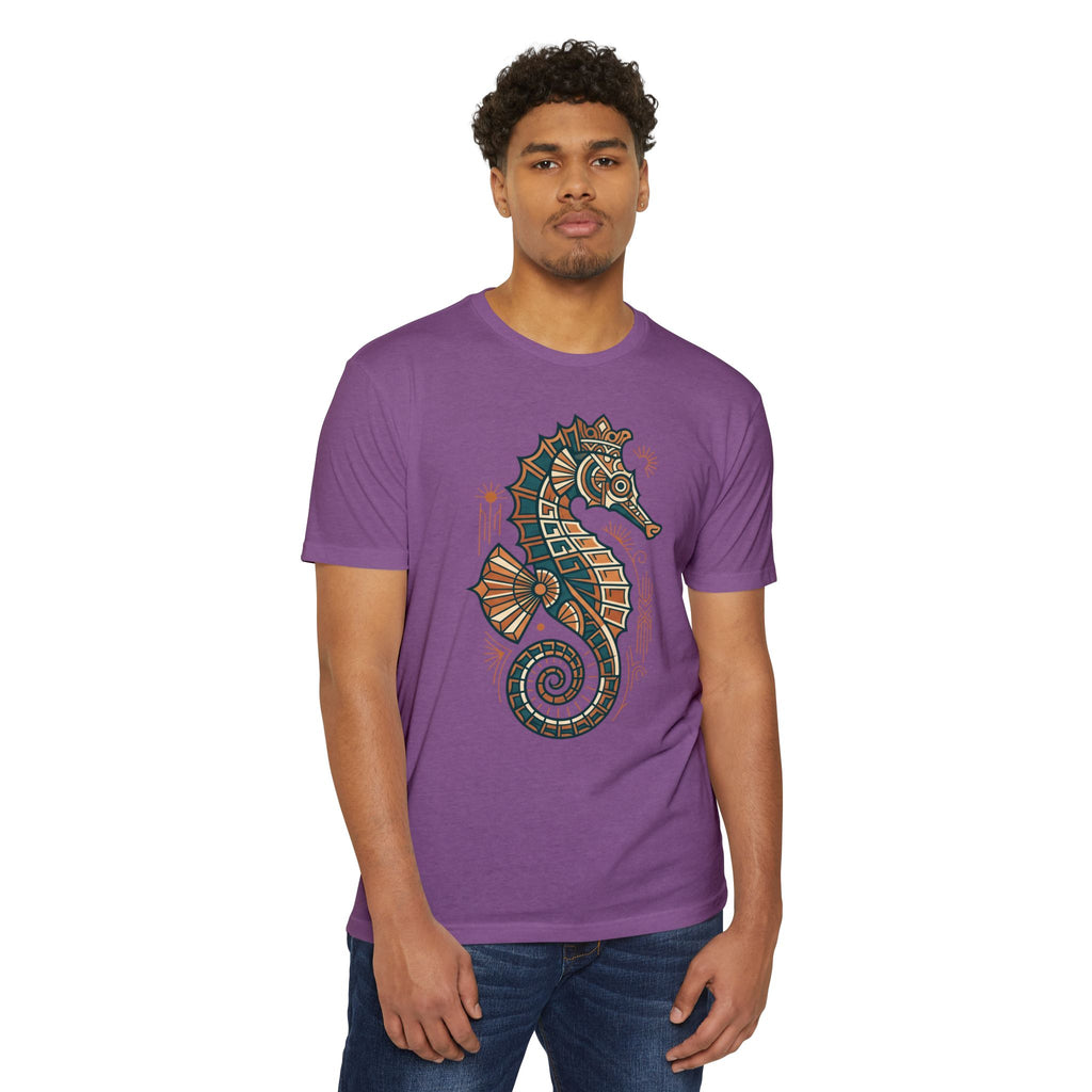 Seahorse T-Shirt Nautical Mosaic Coastal Beach Ocean Art Graphic Tee Sea Lover Gift Unisex