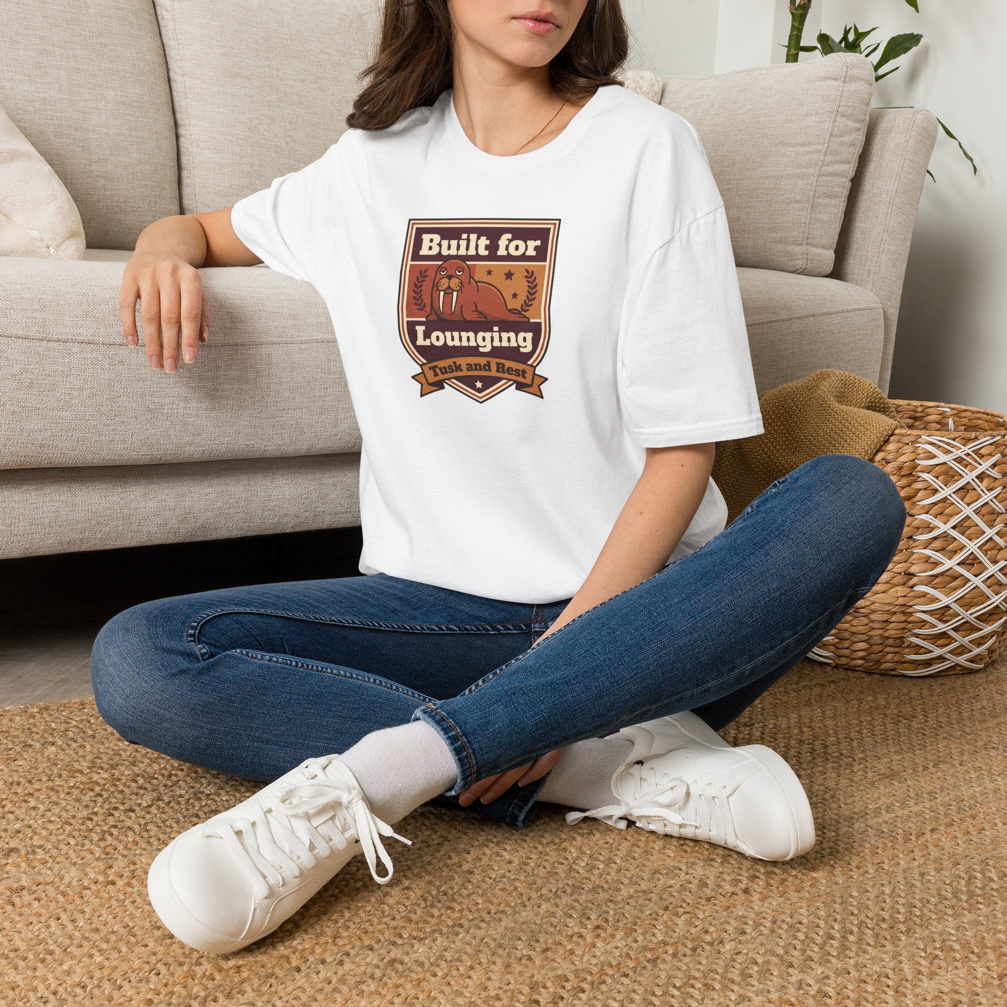Funny Walrus T-Shirt | Built for Lounging Cute Animal Graphic Tee | Lazy Day Humor Shirt Gift