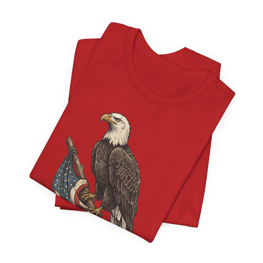 Bald Eagle American Flag T-Shirt | Patriotic USA Stars Stripes Vintage Eagle Graphic Tee Gift