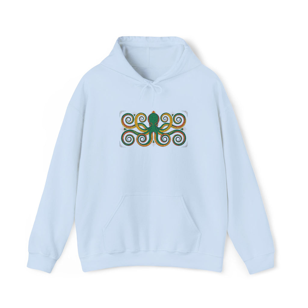 Green Octopus Spiral Art Hoodie | Nautical Sea Creature Sweatshirt, Unisex Ocean Art Gift Pullover