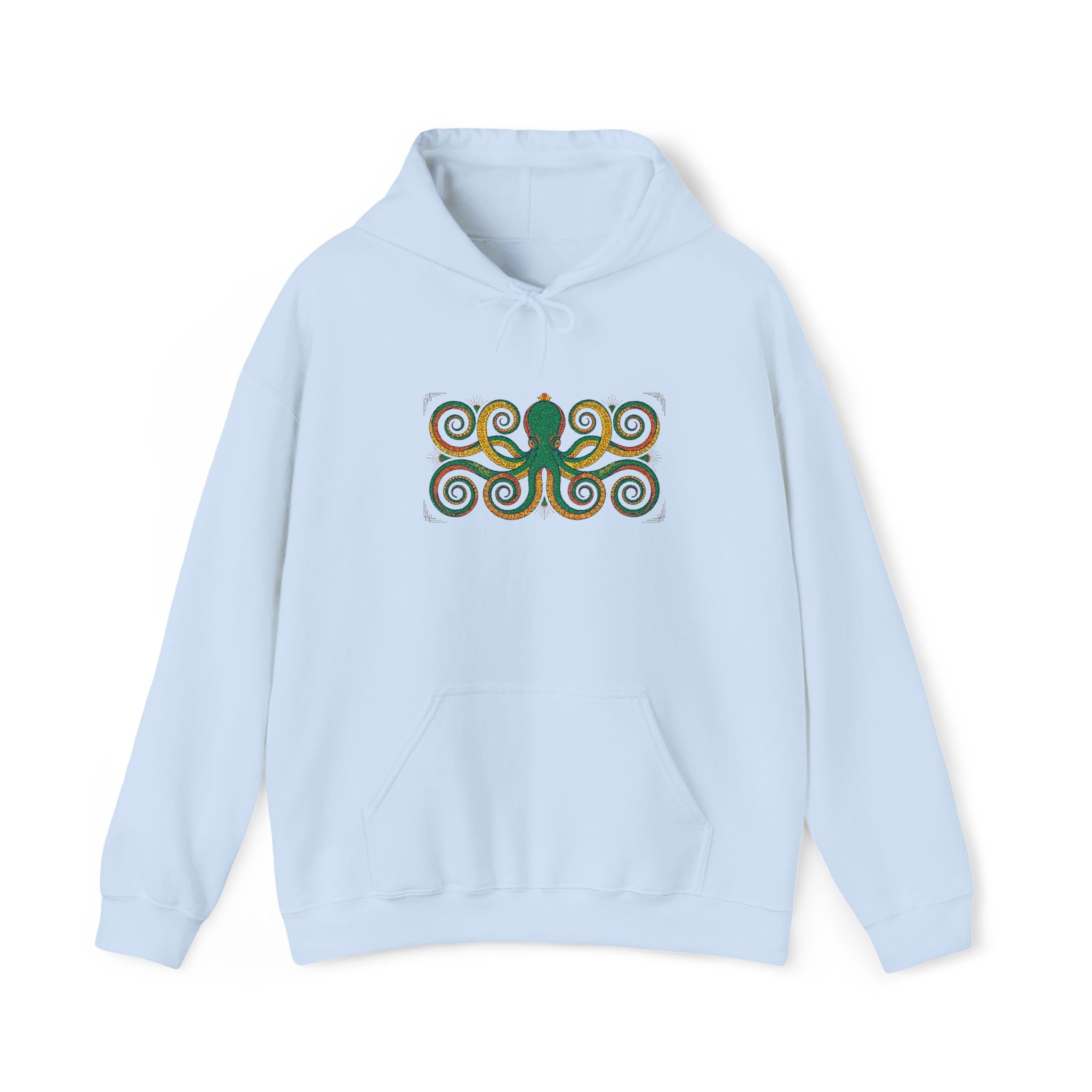 Green Octopus Spiral Art Hoodie | Nautical Sea Creature Sweatshirt, Unisex Ocean Art Gift Pullover