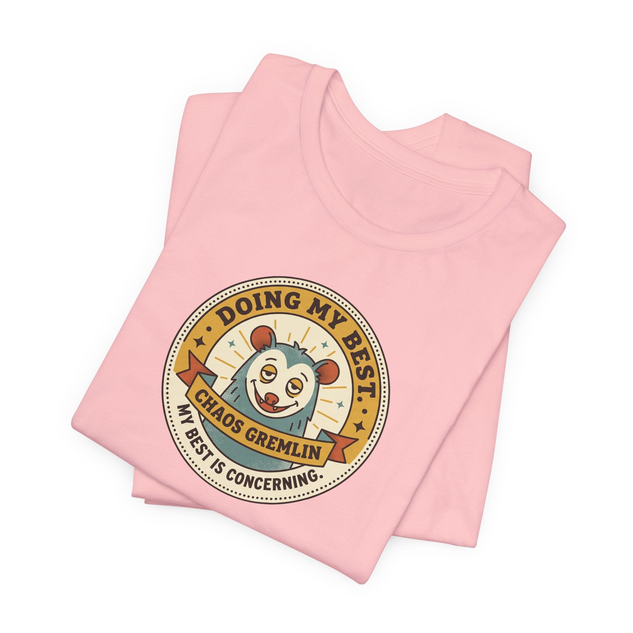 Doing My Best Chaos Gremlin Tee | Cute Cartoon Gremlin Badge Shirt