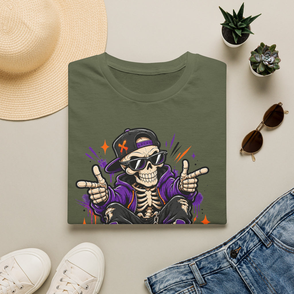 Bone To Be Wild Skeleton DJ T-Shirt | Halloween Skull Graphic Tee | Spooky Music Lover Shirt | Funny Skeleton Gift | Halloween Tee