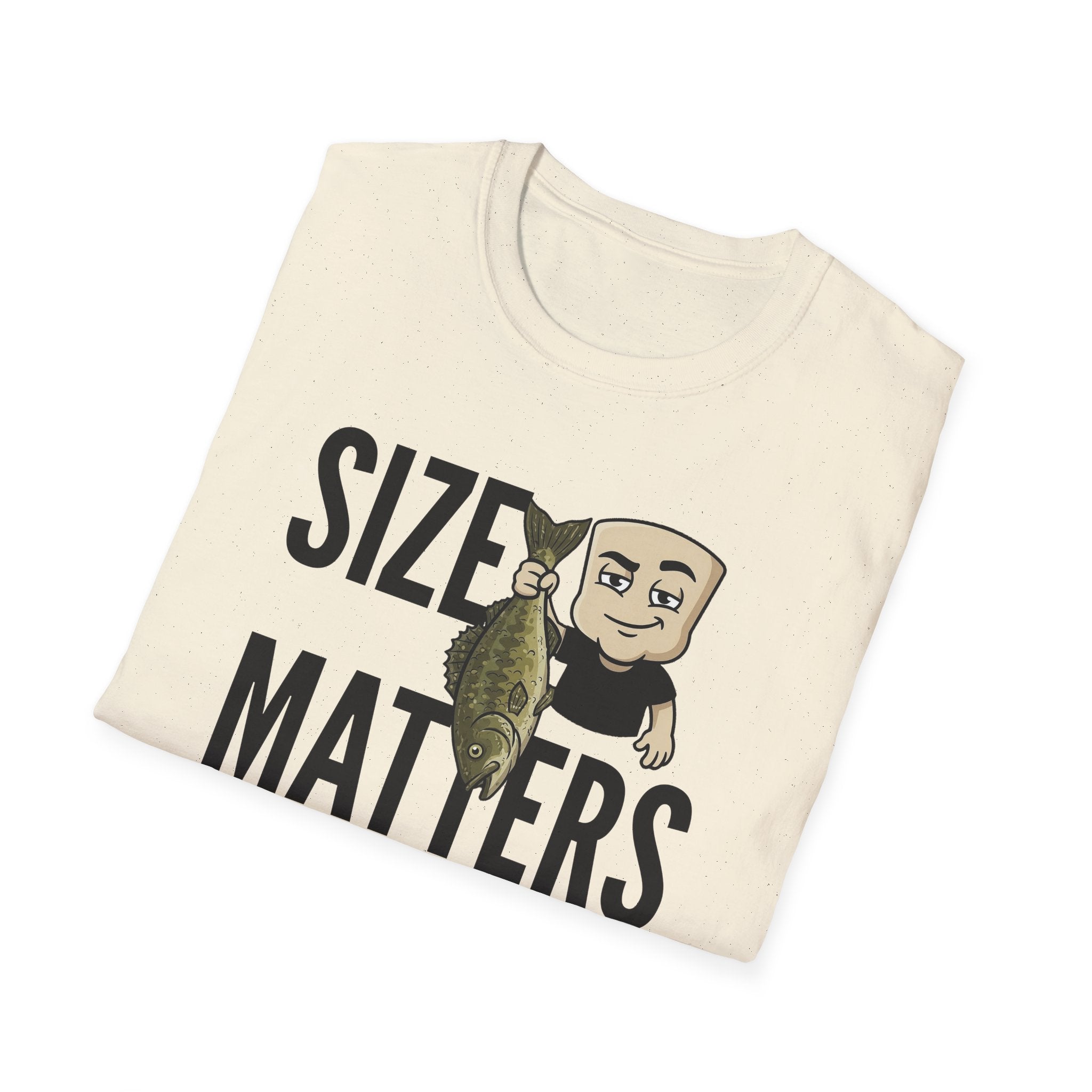 Size Matters T-Shirt, Funny Fishing Tee, Fisherman Angler Gift Shirt, Sarcastic Bass Fishing Humor Tee for Men & Women