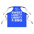 Sweet Land of Liberty BBQ Apron | Patriotic Grilling Kitchen Apron | Fourth of July Cooking Apron | USA Blue Gift Apron