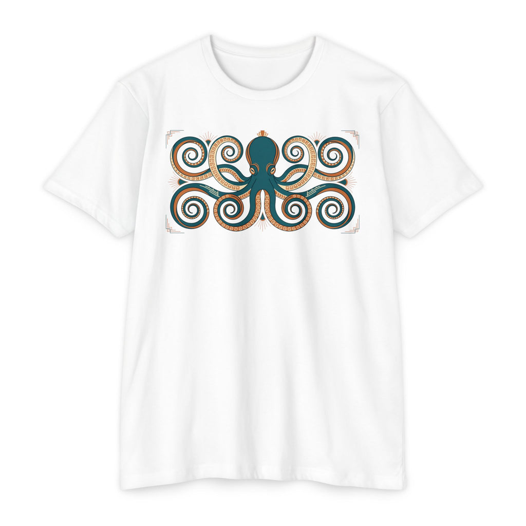 Octopus T-Shirt Teal Swirl Nautical Sea Creature Graphic Tee Ocean Lover Gift Unisex