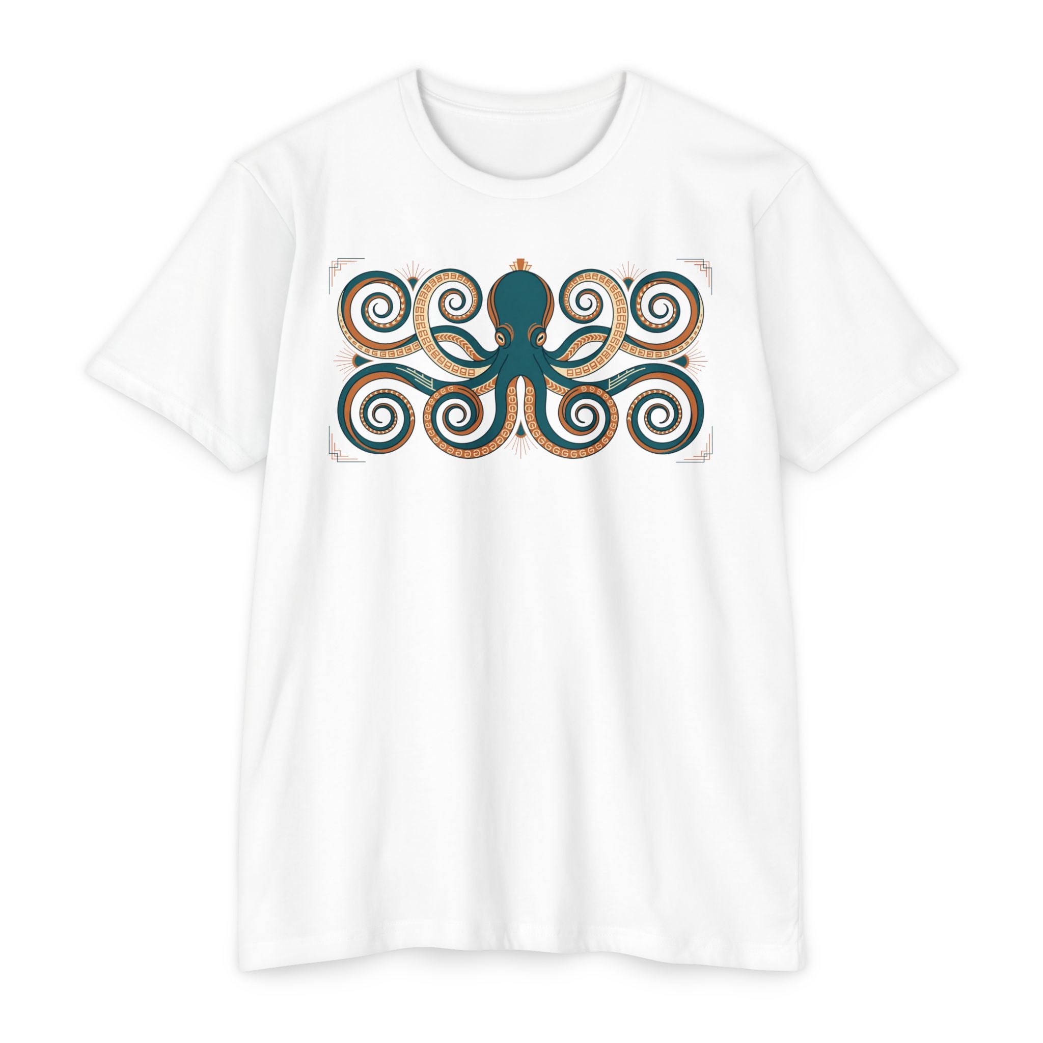 Octopus T-Shirt Teal Swirl Nautical Sea Creature Graphic Tee Ocean Lover Gift Unisex