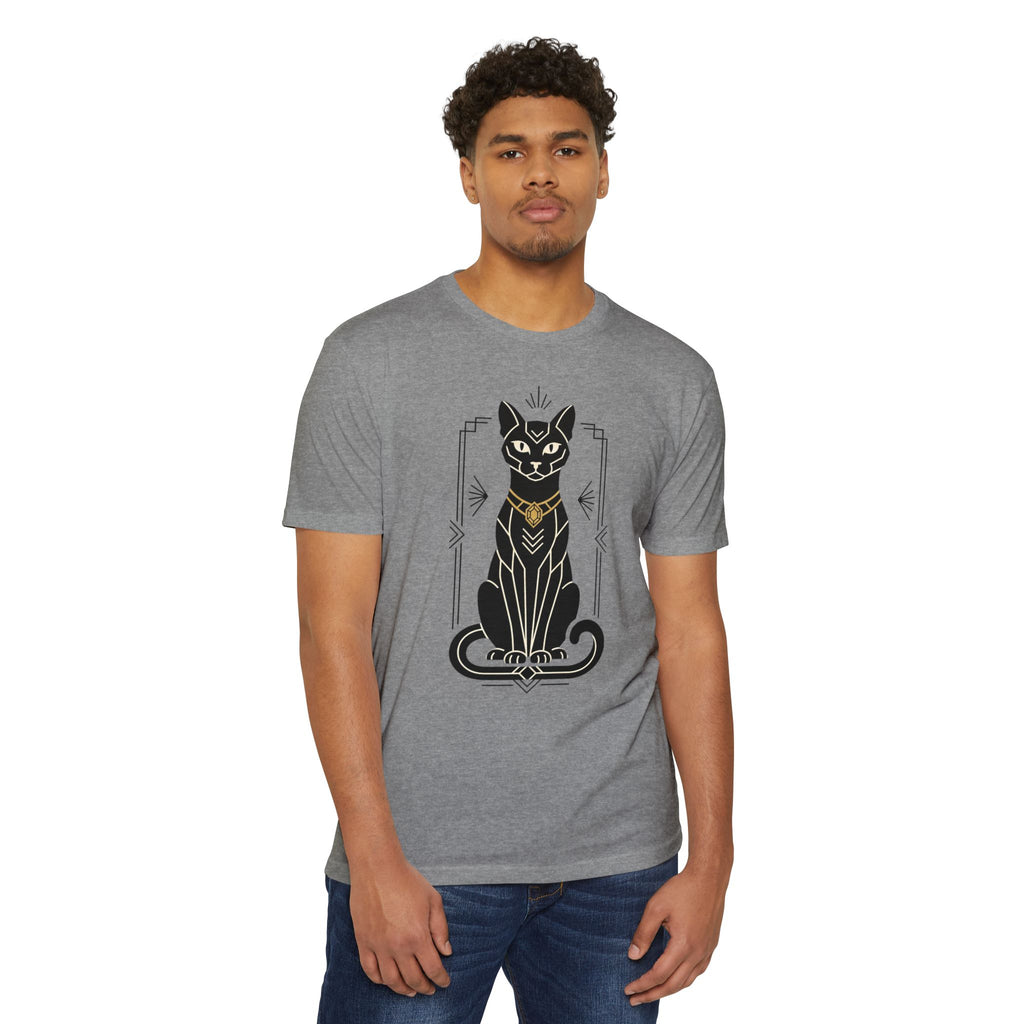 Black Cat T-Shirt Art Deco Egyptian Cat Illustration Graphic Tee Cat Lover Gift Mystic Unisex