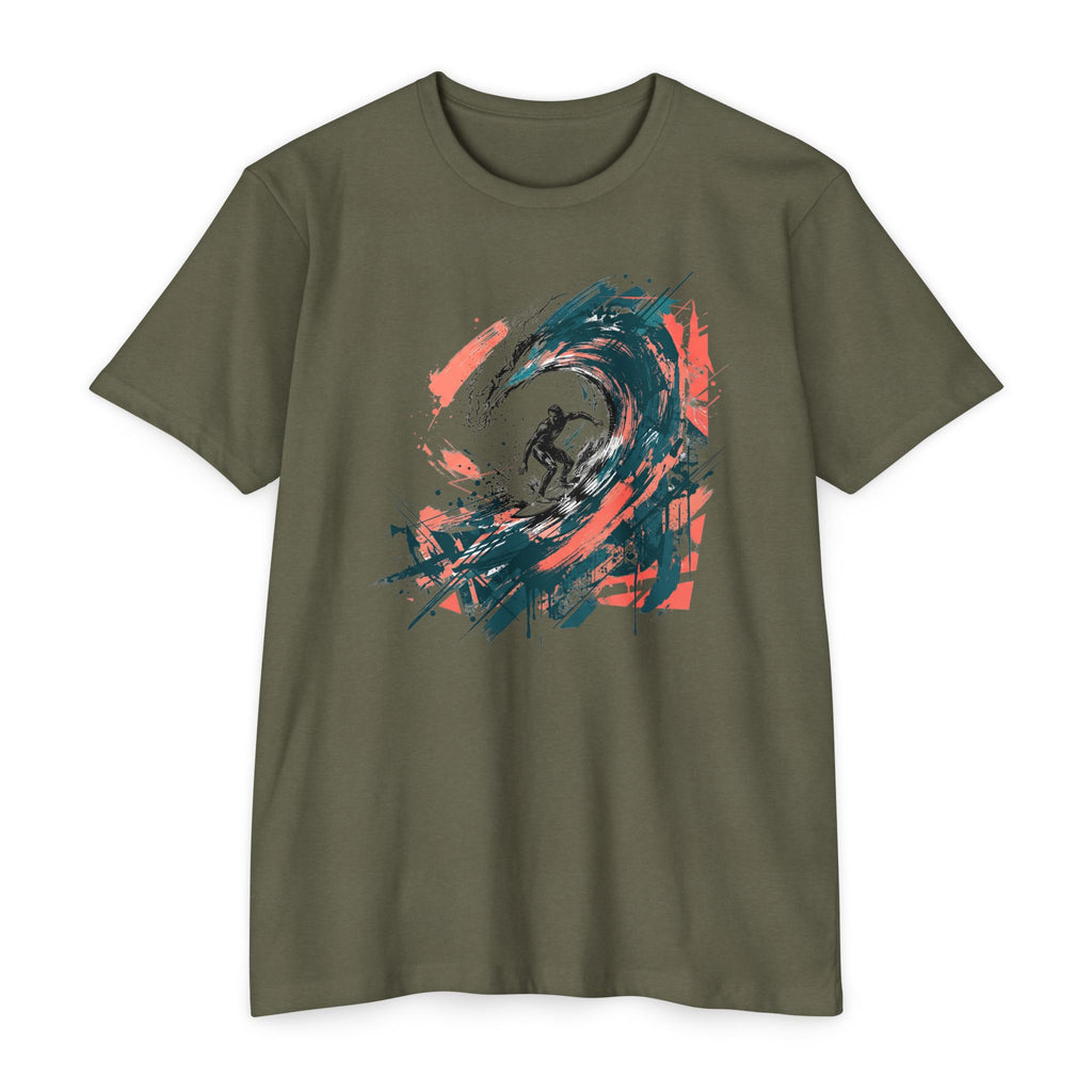 Surfer T-Shirt Wave Paintbrush Art Abstract Ocean Surf Graphic Tee Surfer Gift Beach Lover Unisex