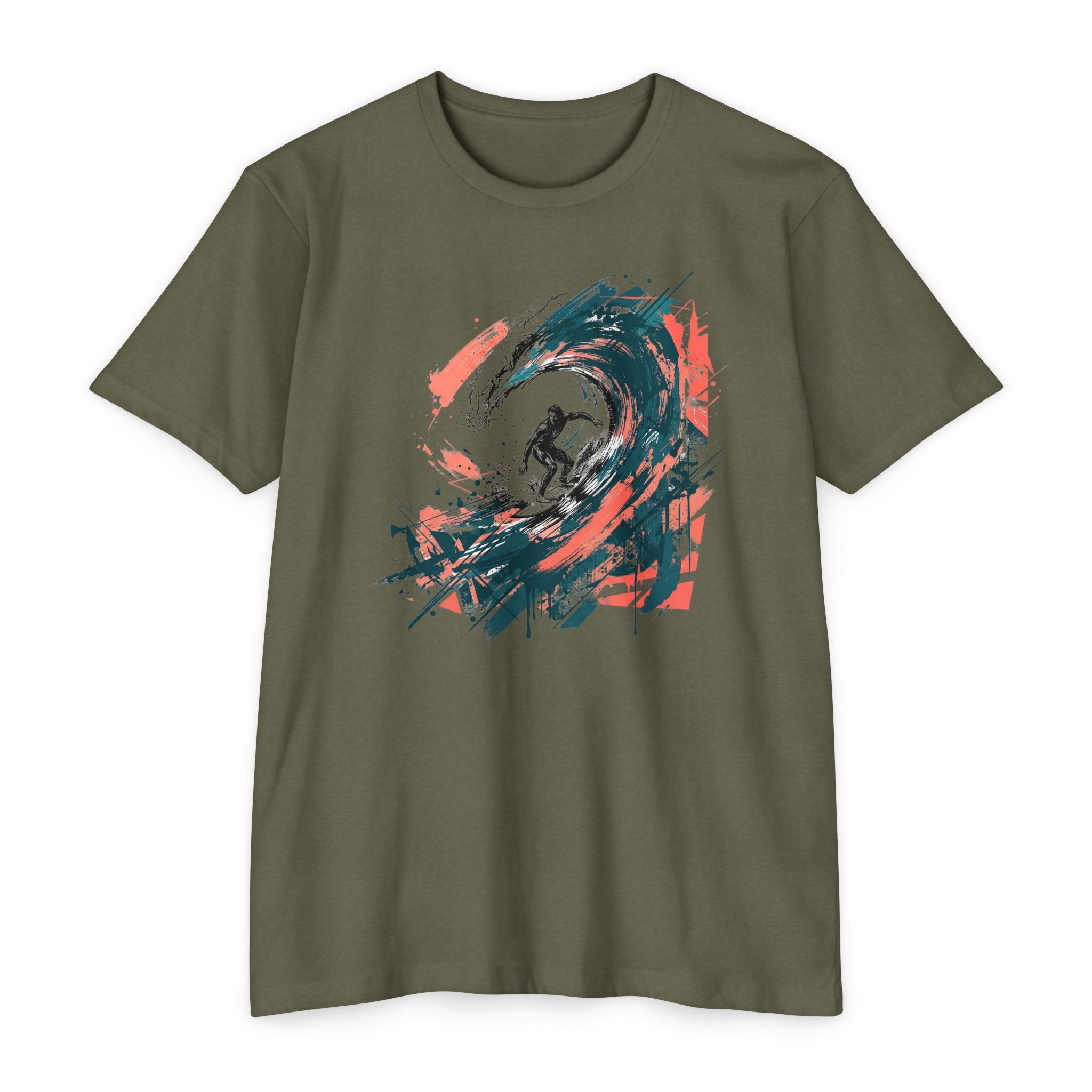 Surfer T-Shirt Wave Paintbrush Art Abstract Ocean Surf Graphic Tee Surfer Gift Beach Lover Unisex