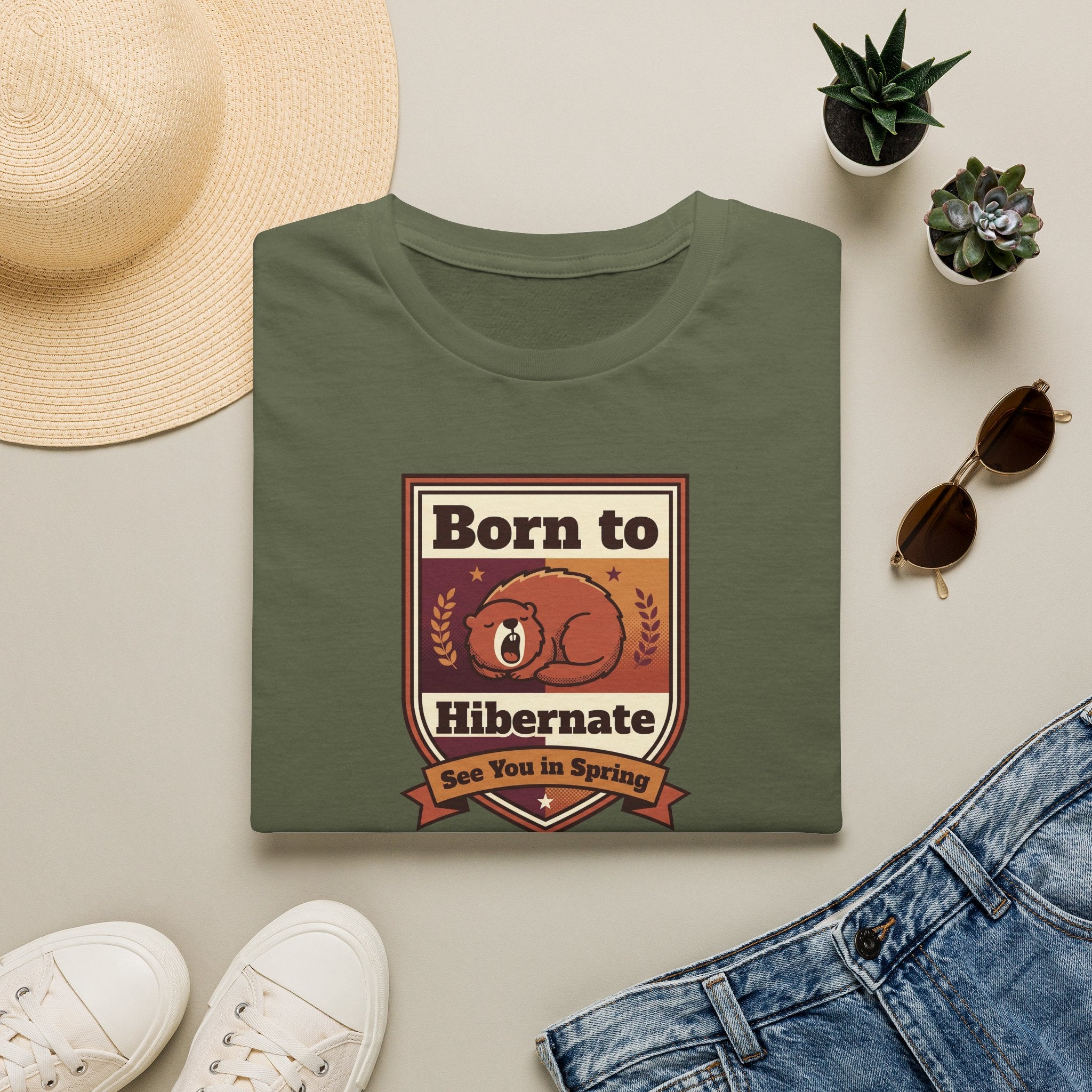 Born to Hibernate Bear graphic tee | T-Shirt, Cozy Winter Design