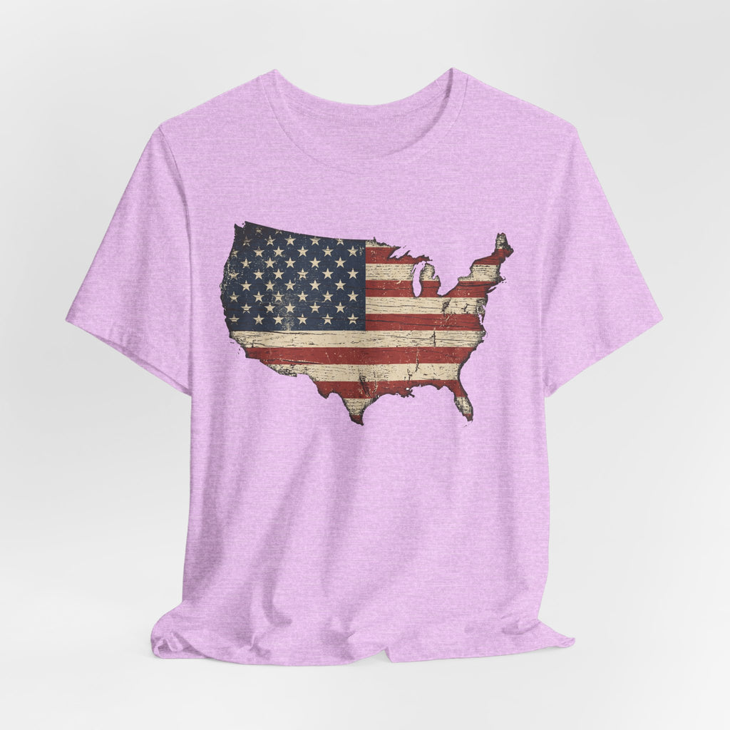 Distressed American Flag USA Map T-Shirt | Patriotic United States Tee
