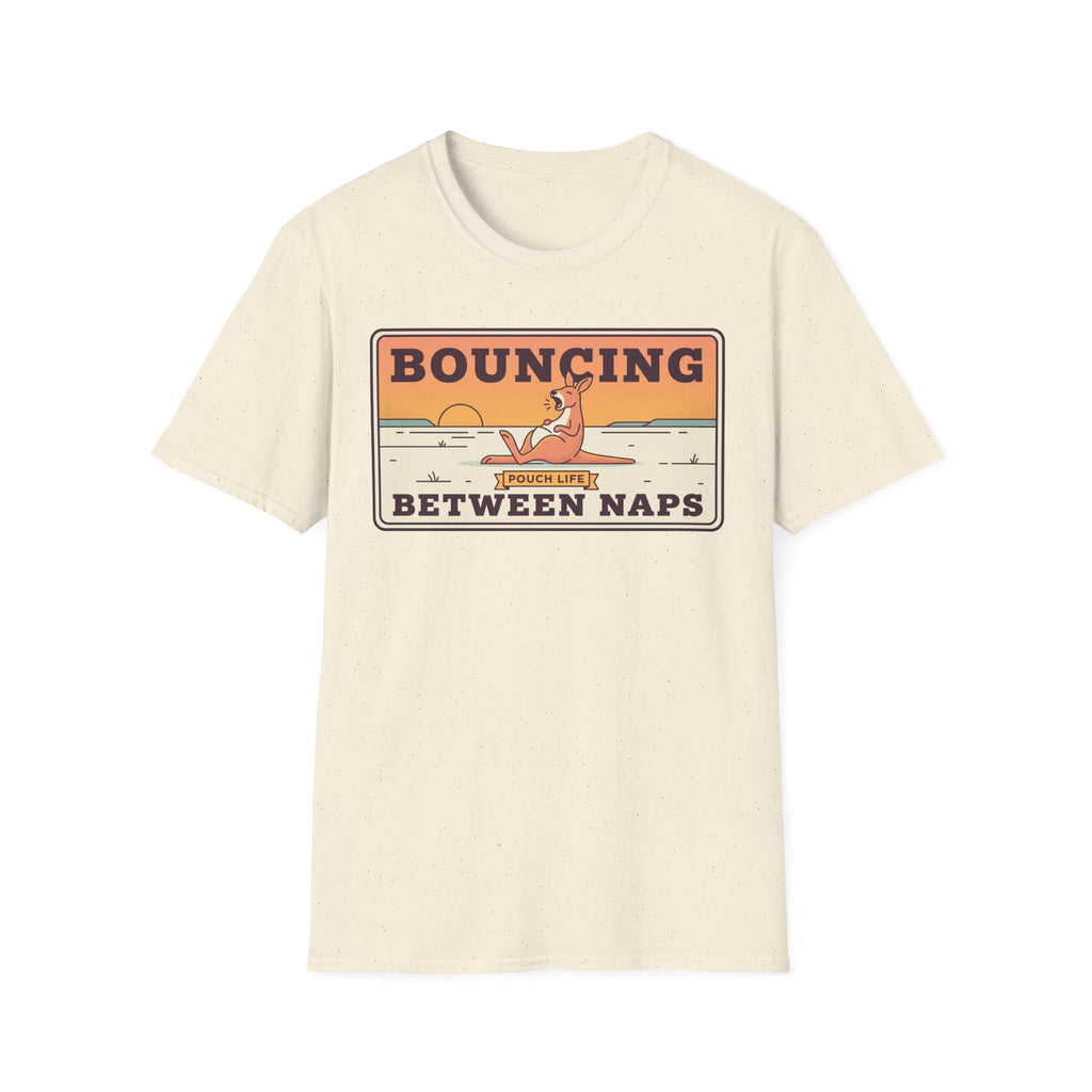 Bouncing Between Naps Kangaroo Illustration T-Shirt | Retro Pouch Life Tee