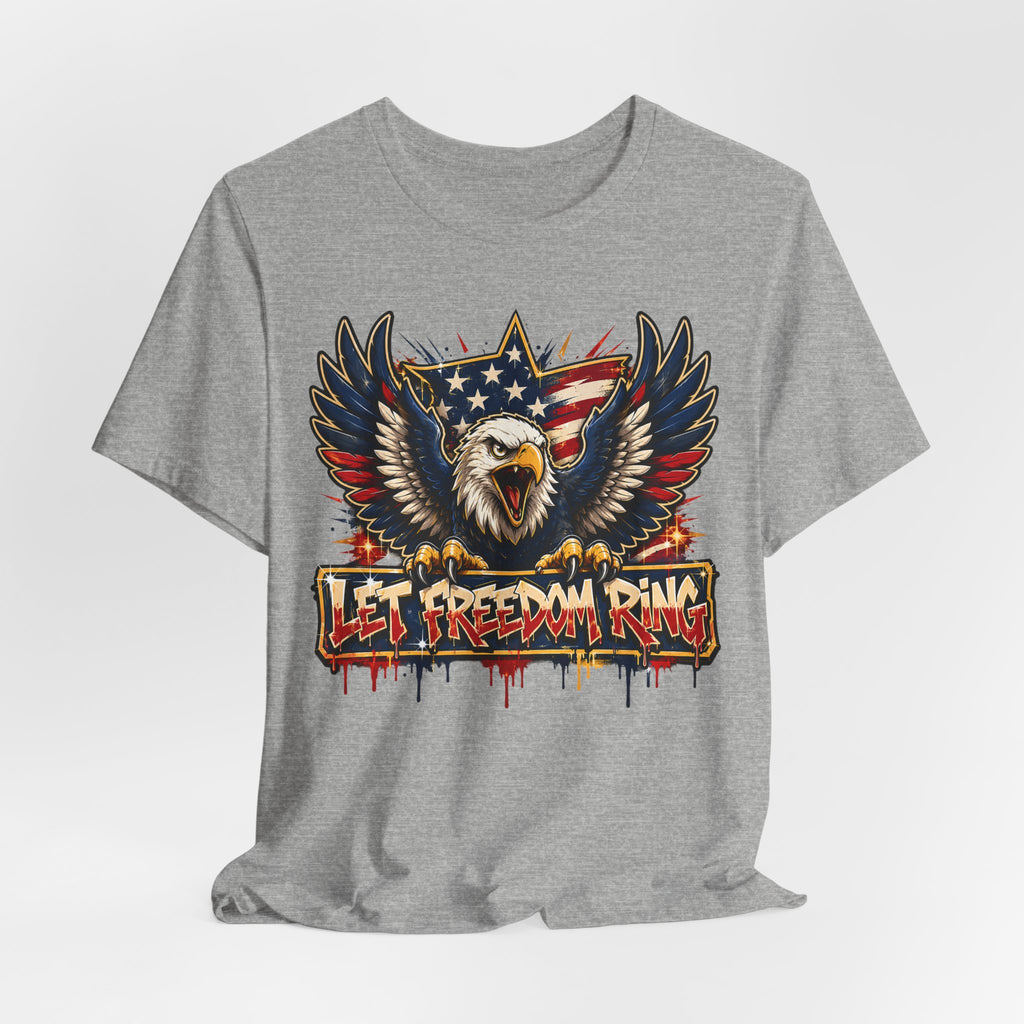 Let Freedom Ring Bald Eagle T-Shirt | 4th of July Patriotic American Flag Graphic Tee