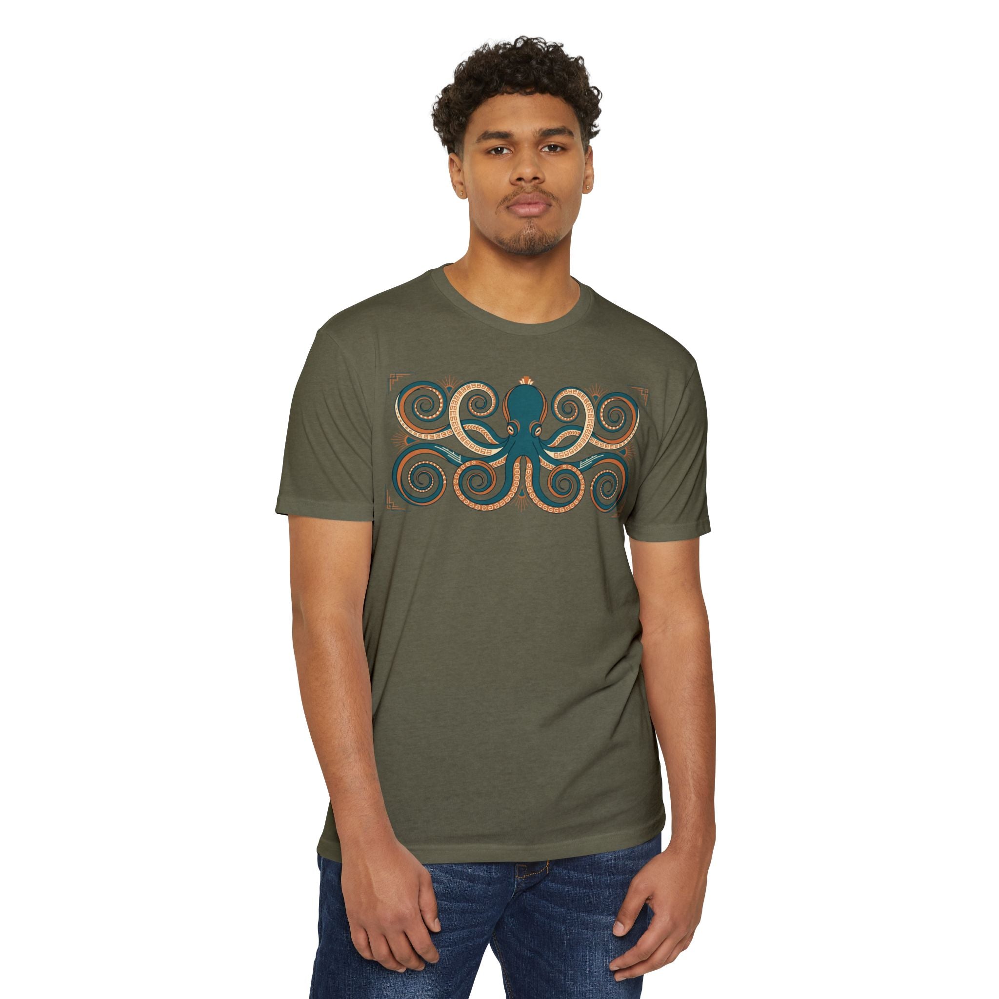 Octopus T-Shirt Teal Swirl Nautical Sea Creature Graphic Tee Ocean Lover Gift Unisex