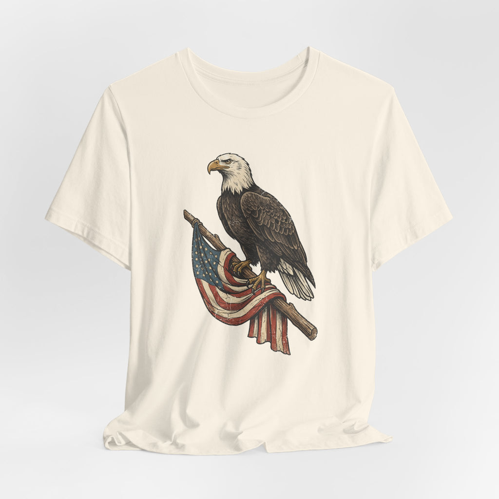 Bald Eagle American Flag T-Shirt | Patriotic USA Stars Stripes Vintage Eagle Graphic Tee Gift