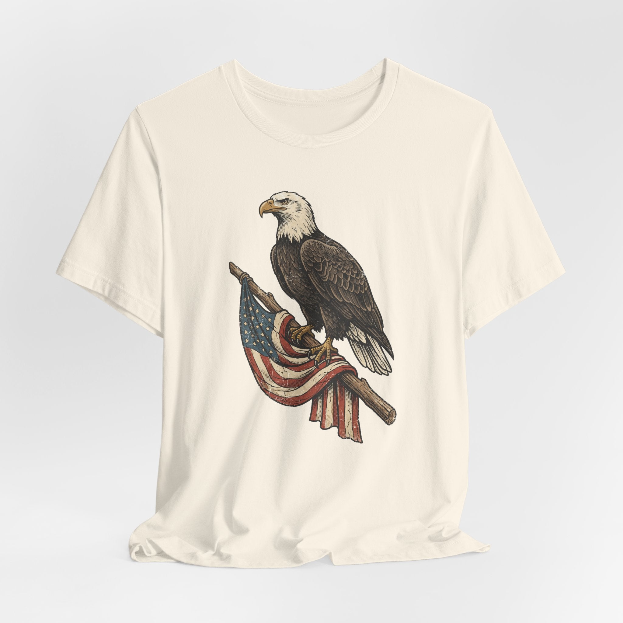 Bald Eagle American Flag T-Shirt | Patriotic USA Stars Stripes Vintage Eagle Graphic Tee Gift