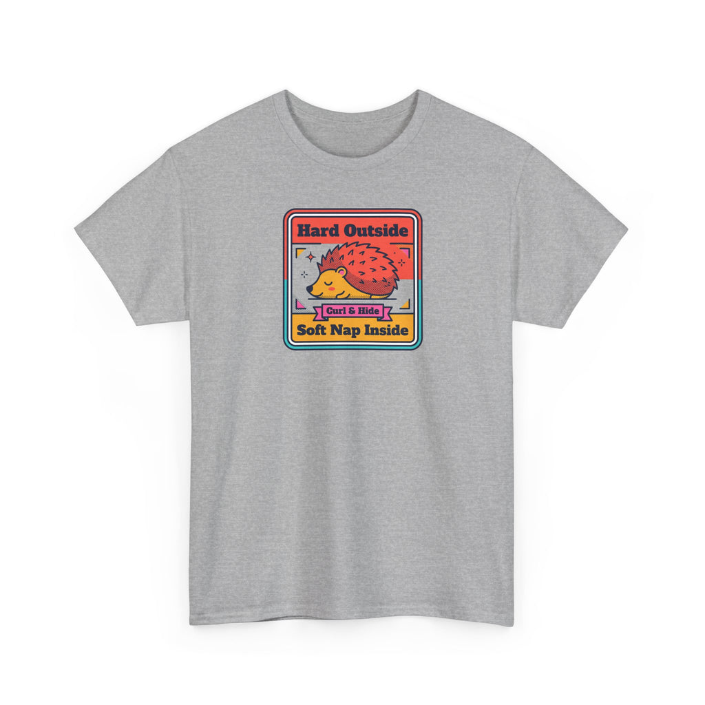 Hard Outside Soft Nap Inside T-Shirt | Funny Hedgehog Introvert Graphic Tee
