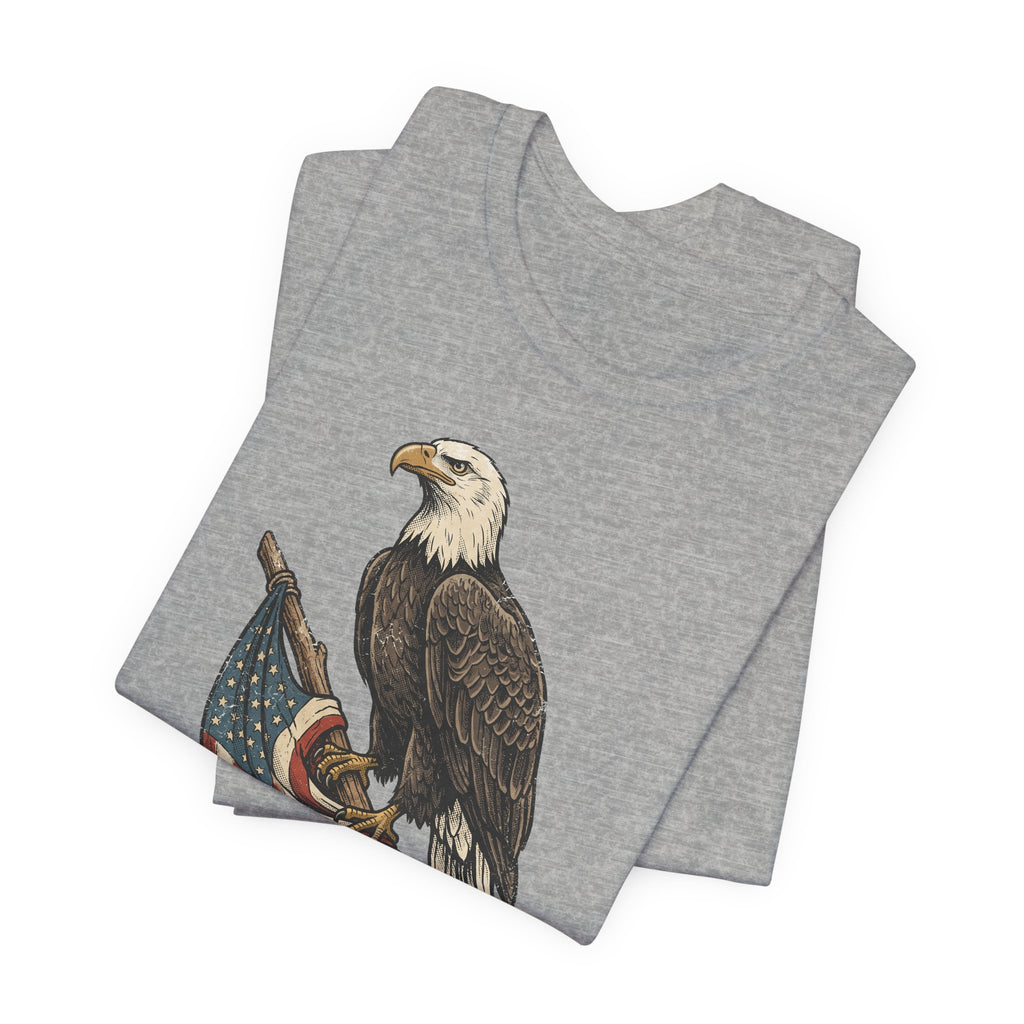 Bald Eagle American Flag T-Shirt | Patriotic USA Stars Stripes Vintage Eagle Graphic Tee Gift