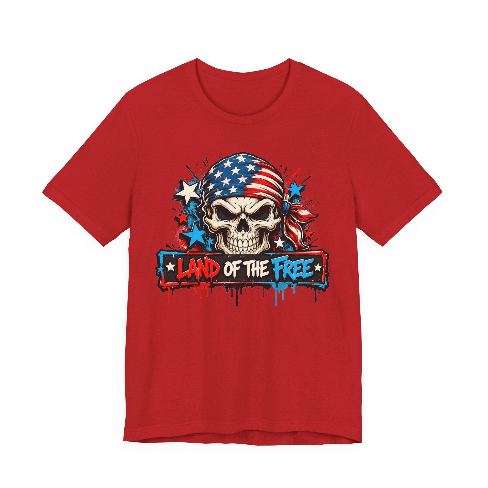 Land of the Free Skull T-Shirt | 4th of July American Flag Patriotic Graphic Tee