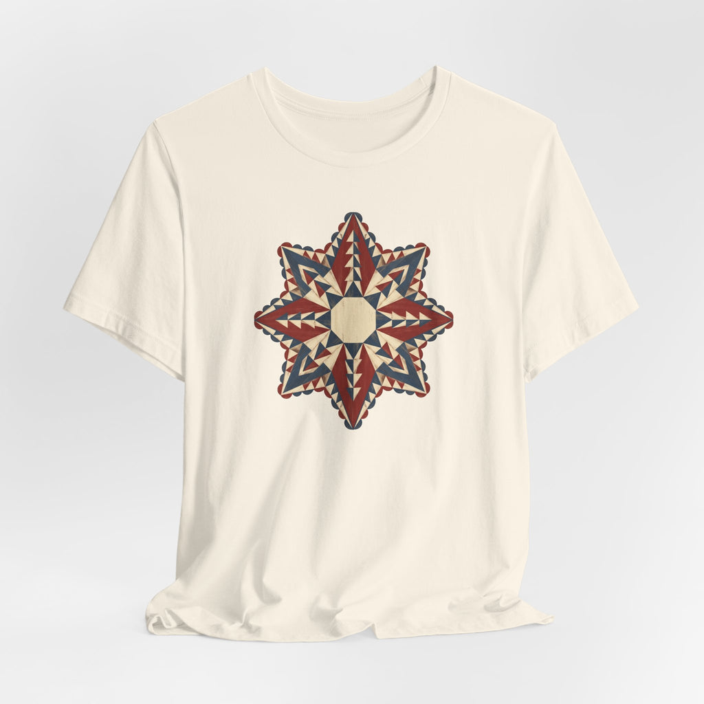 Southwestern Star Mandala Graphic Tee | Geometric Aztec Compass Boho Folk Art T-Shirt