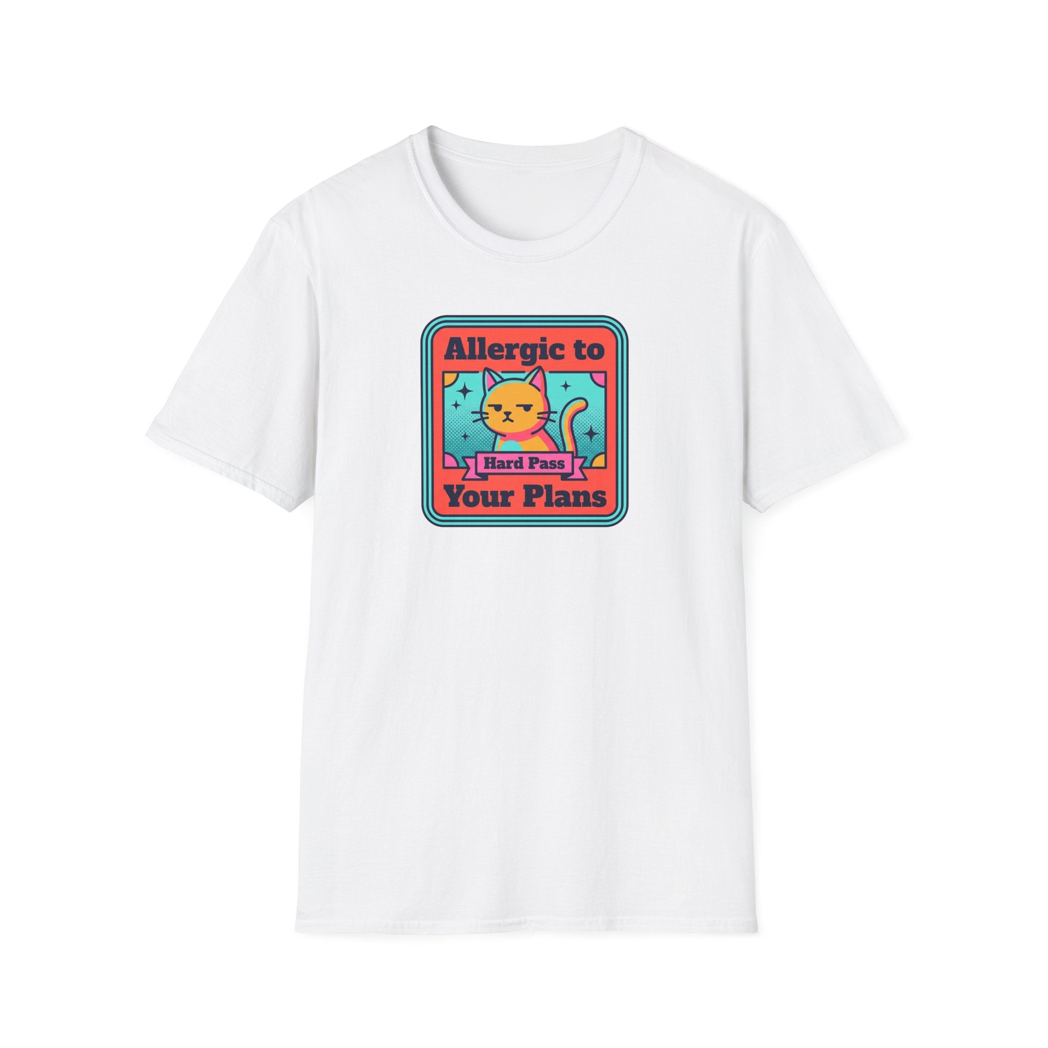 Allergic to Your Plans Cat T-Shirt | Funny Antisocial Introvert Cat Lover Graphic Tee