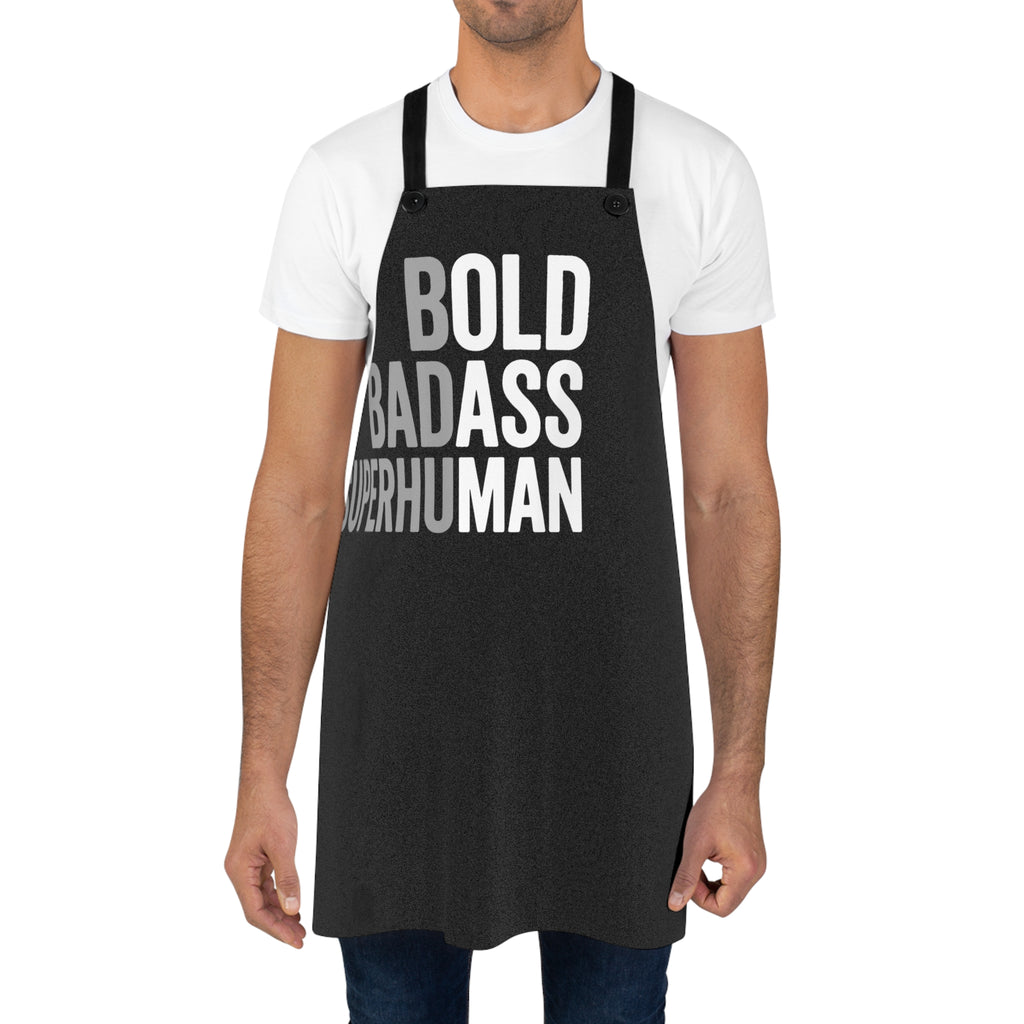 Bold Badass Superhuman Apron | Funny Statement Kitchen Apron | Empowering Cooking Apron | Black Chef Gift Apron