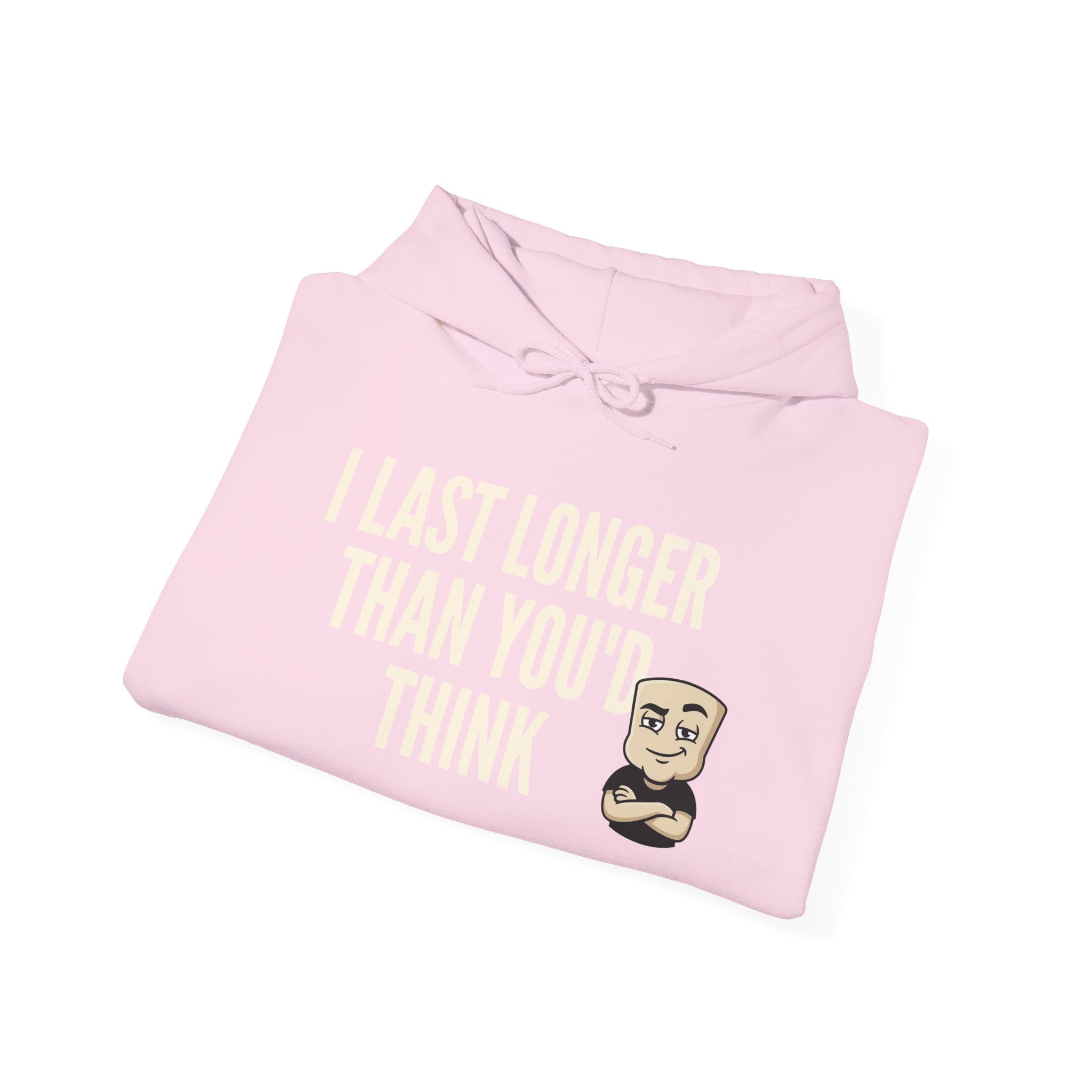 I Last Longer Than You'd Think Hoodie | Funny Adult Humor Beard Guy Graphic Sweatshirt Gift
