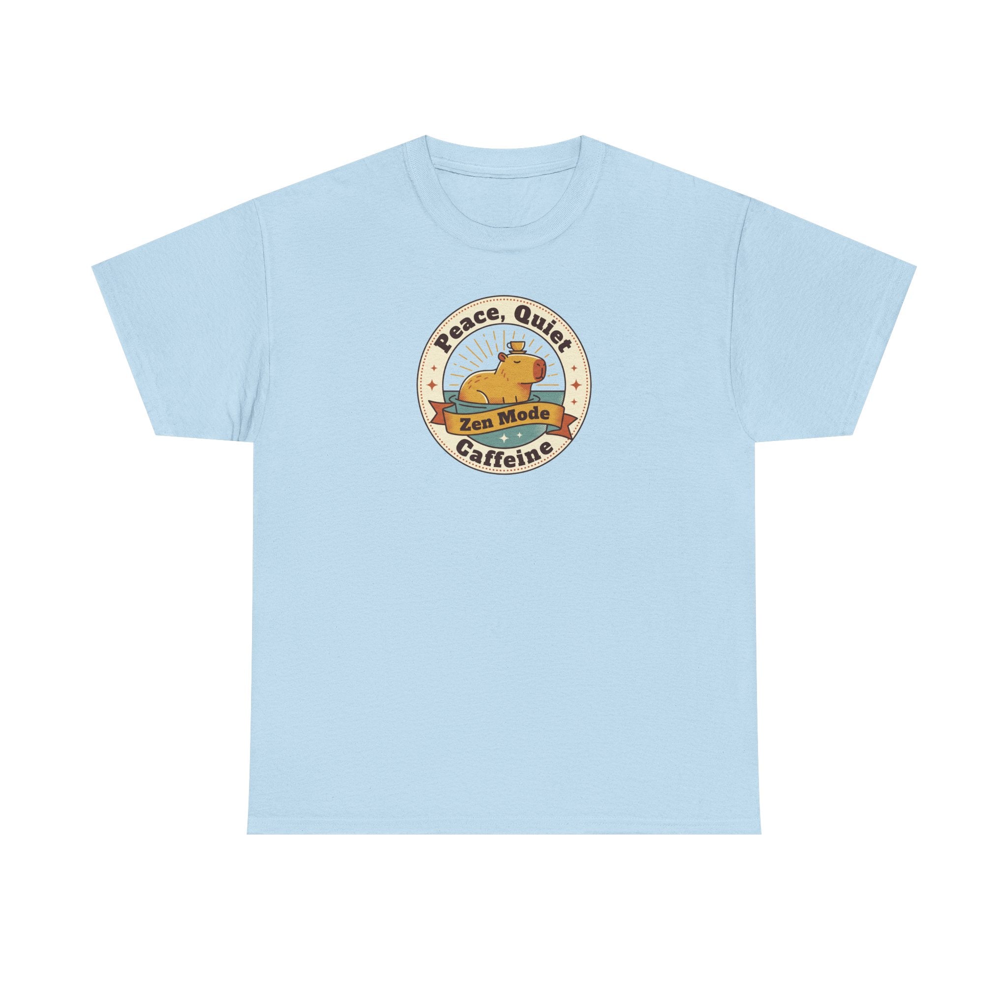 Peace Quiet Caffeine T-Shirt | Funny Zen Mode Capybara Graphic Tee
