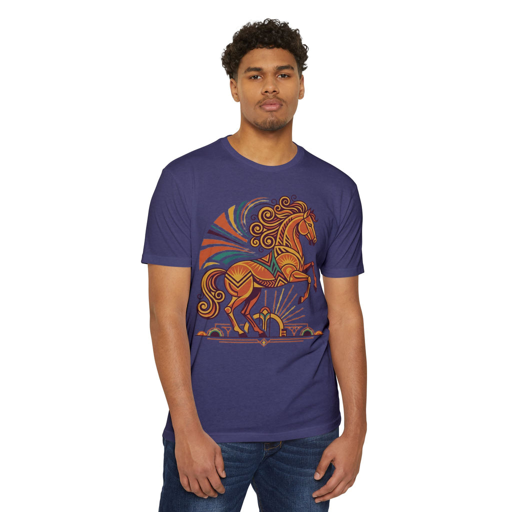 Horse T-Shirt Boho Prancing Horse Sunburst Illustration Graphic Tee Nature Lover Gift Unisex