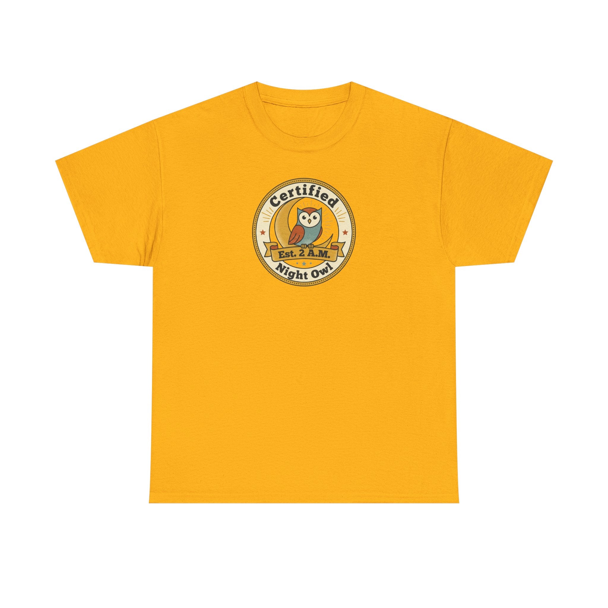 Certified Night Owl T-Shirt | Funny Night Owl Tee | Retro Owl Badge Shirt | Gift for Night Owls