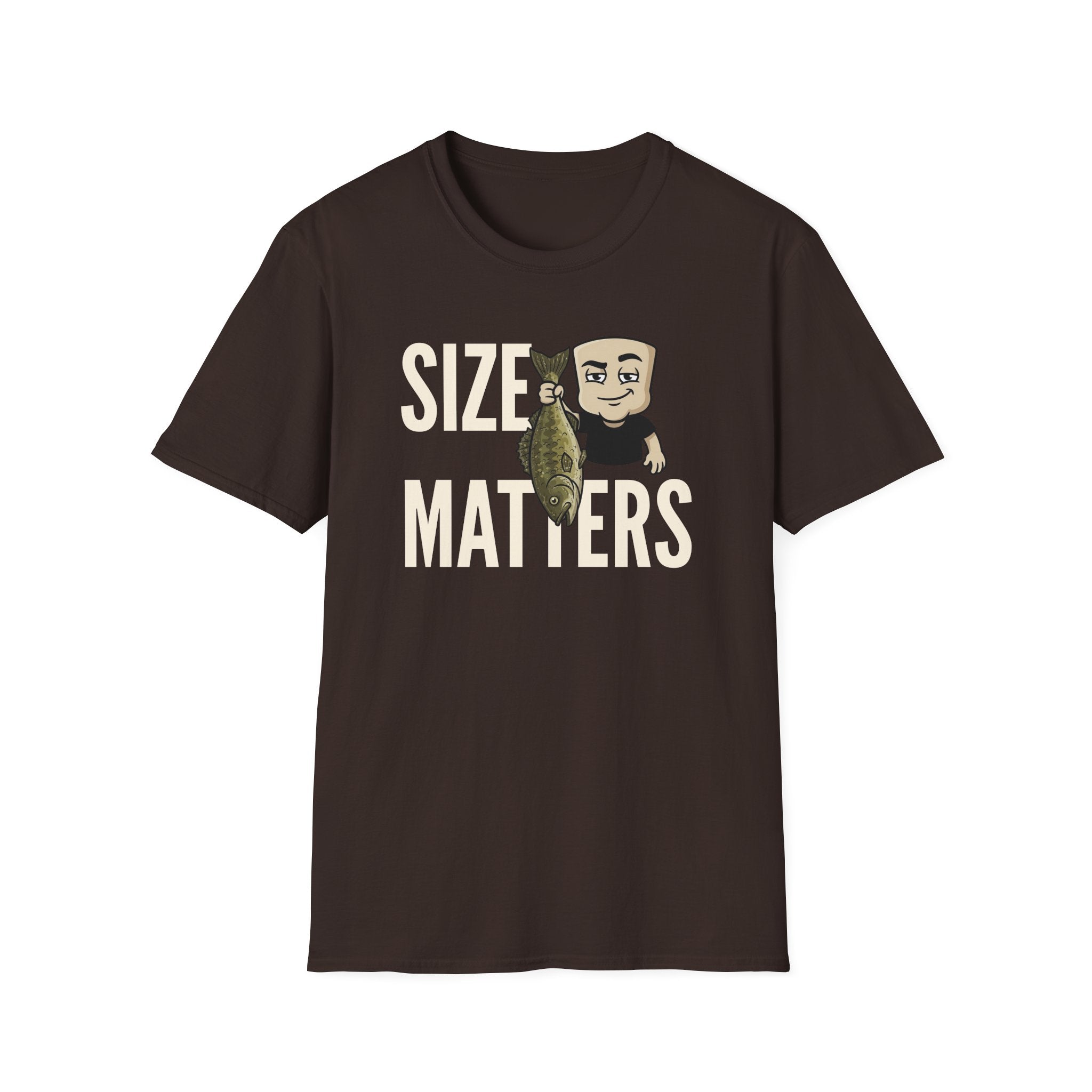 Size Matters T-Shirt, Funny Fishing Tee, Fisherman Angler Gift Shirt, Sarcastic Bass Fishing Humor Tee for Men & Women