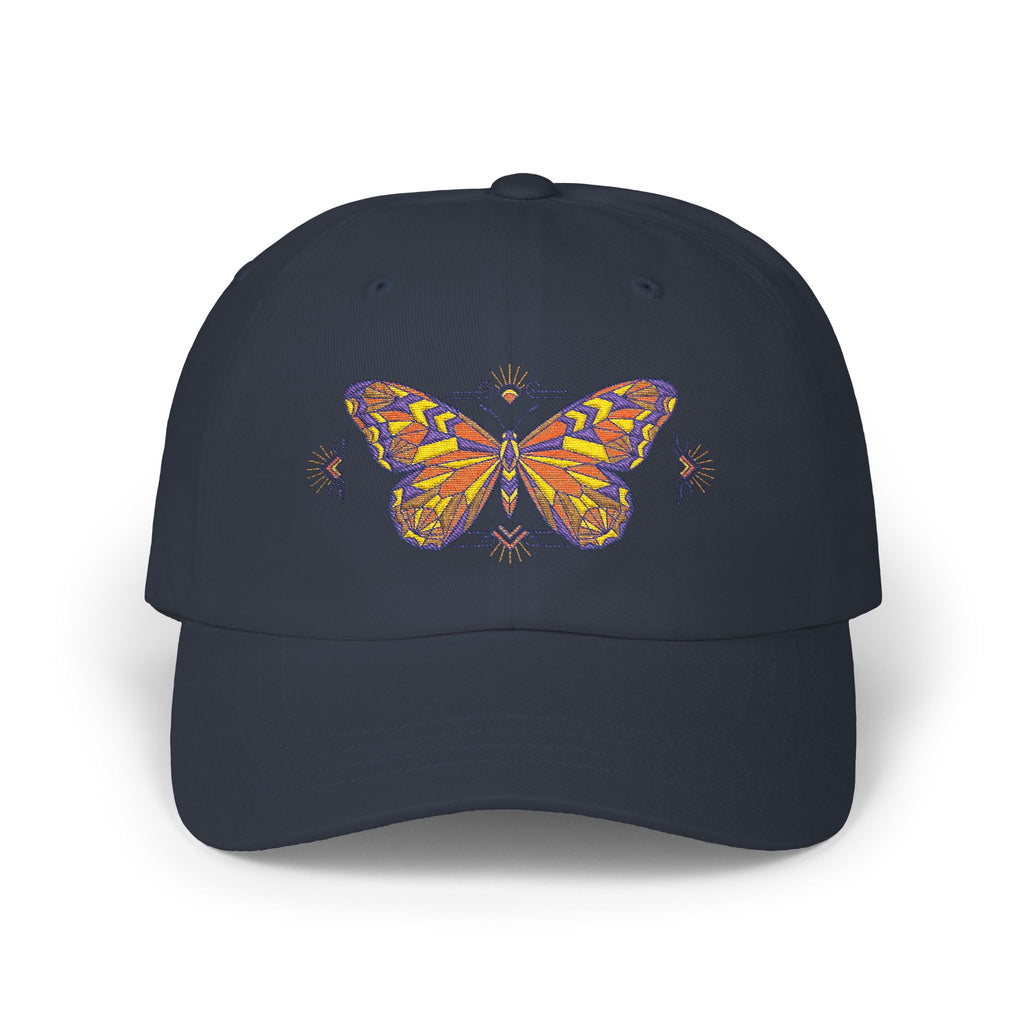 Butterfly Embroidered Dad Cap — Colorful Mosaic Moth Baseball Hat