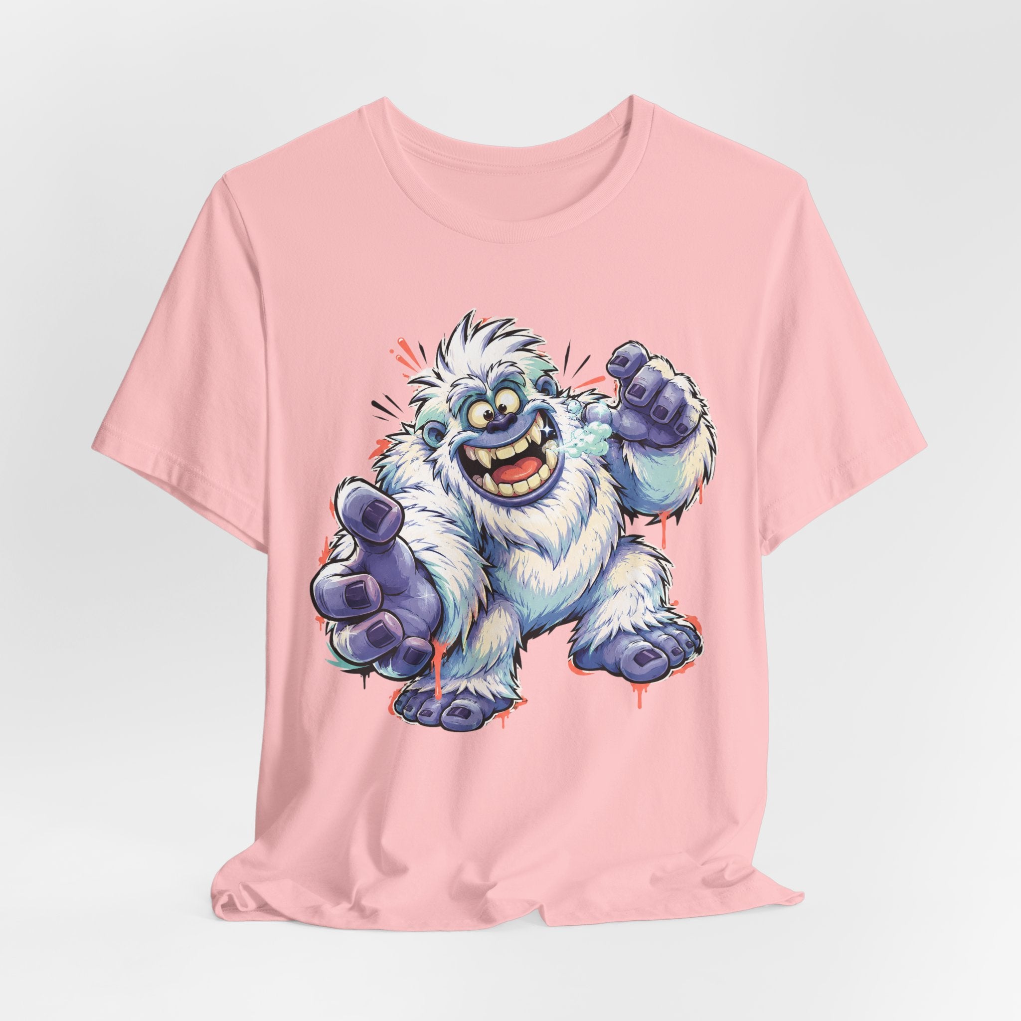 Playful Yeti Monster T-Shirt | Cartoon Sasquatch Tee, Snow Creature Illustration, Fun Unisex Gift