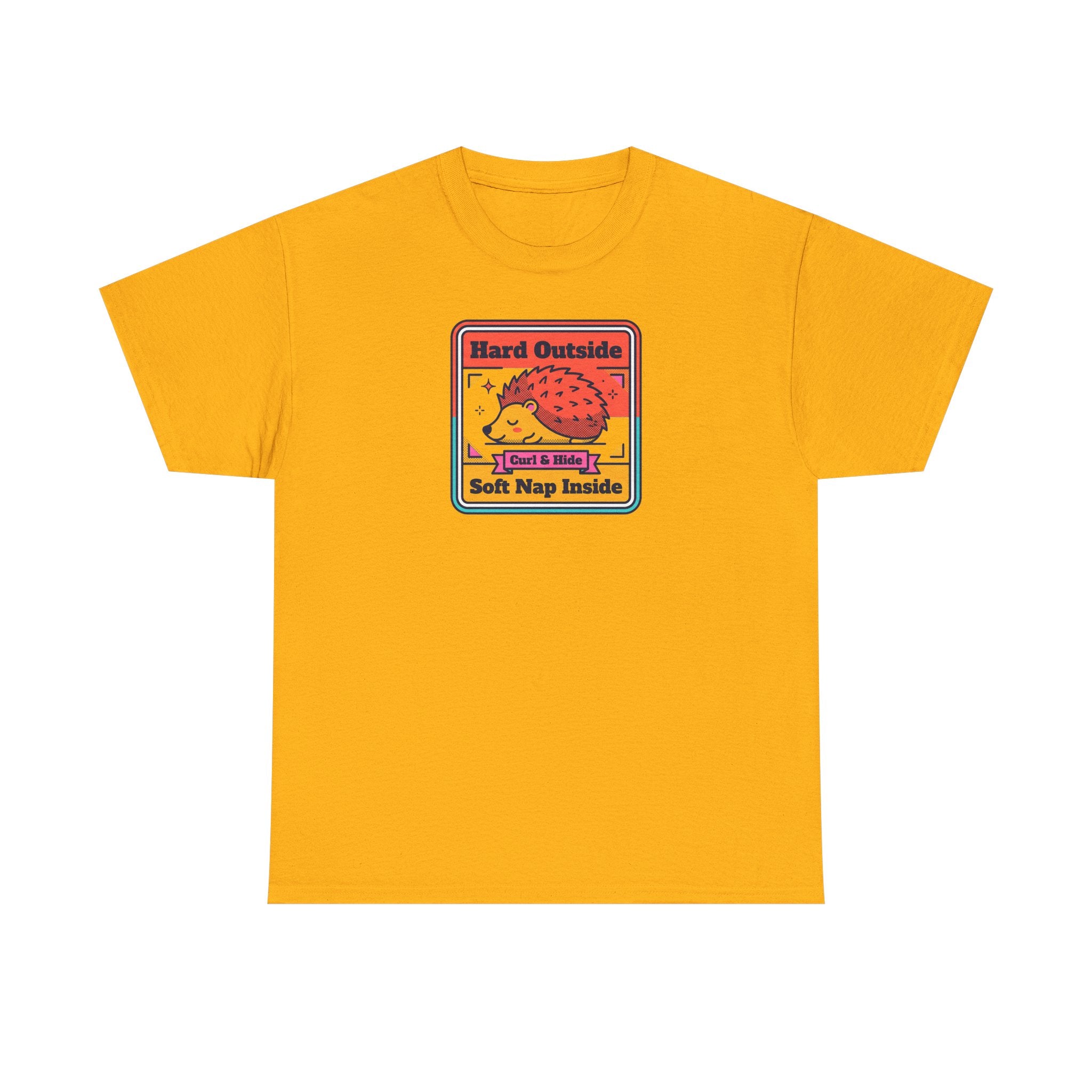 Hard Outside Soft Nap Inside T-Shirt | Funny Hedgehog Introvert Graphic Tee